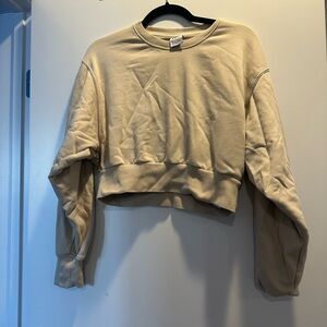 Aritzia Light Tan Cropped Crew Sweatshirt